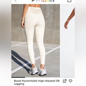 Fabletics Boost Powerhold High-Waisted 7/8 Legging in the color Egret/Gold